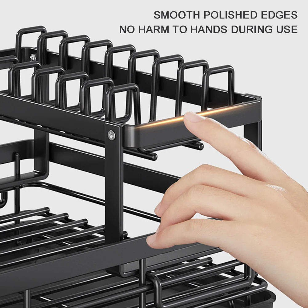 Dish Drying Rack Space Saving Metal Anti Rust Counter Dishes Drain Dryer Racks For Kitchen Washroom Kitchen Accessories Tools