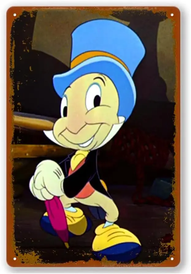 Retro Metal Sign -Jiminy Cricket Poster Bar Club Wall Cafe Living Room Art Decoration 8X12 Inches