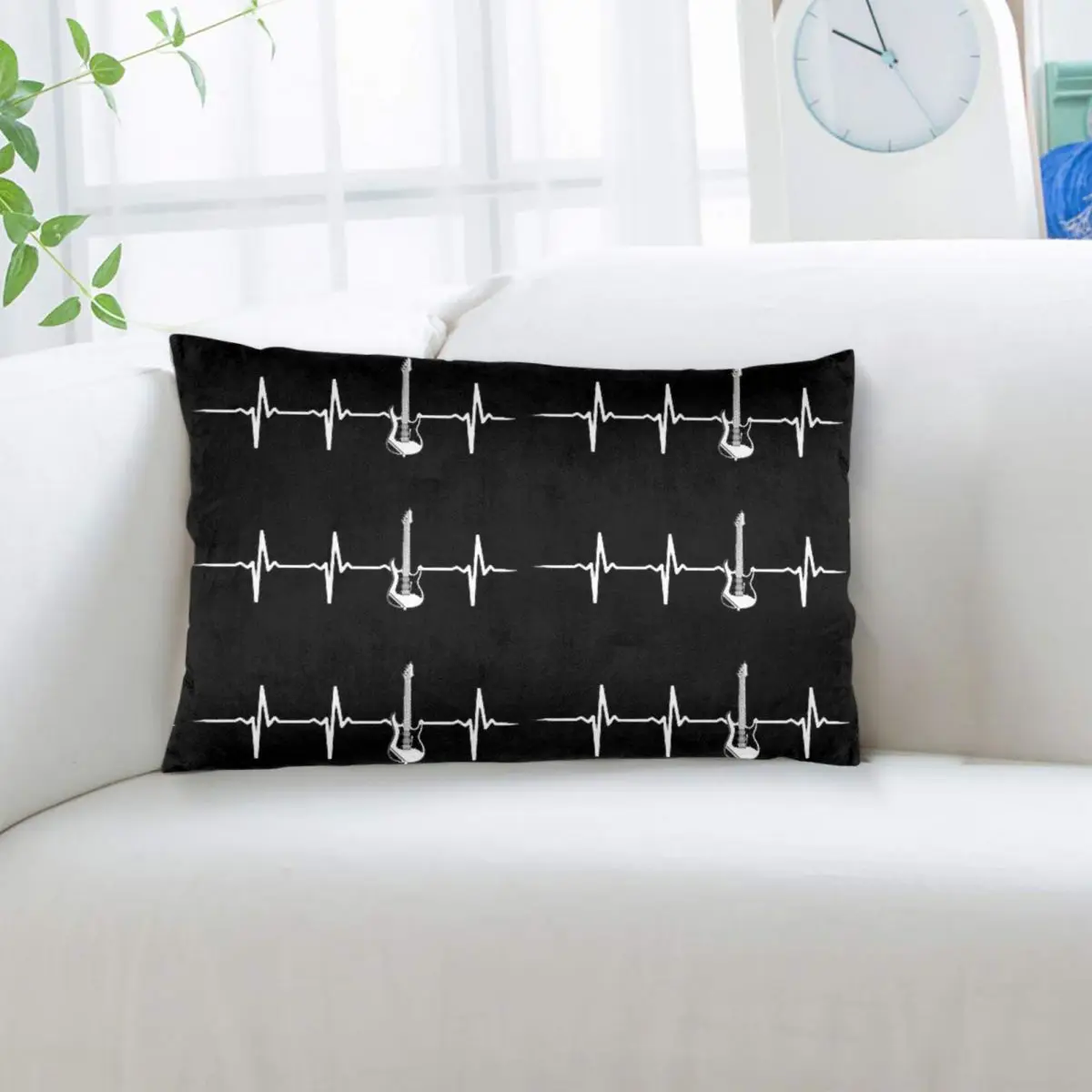 Electric Guitar Heartbeat Rectangle Pillowcase Cushion Cover Decor Bedroom Bed Home Comfort Throw Pillow