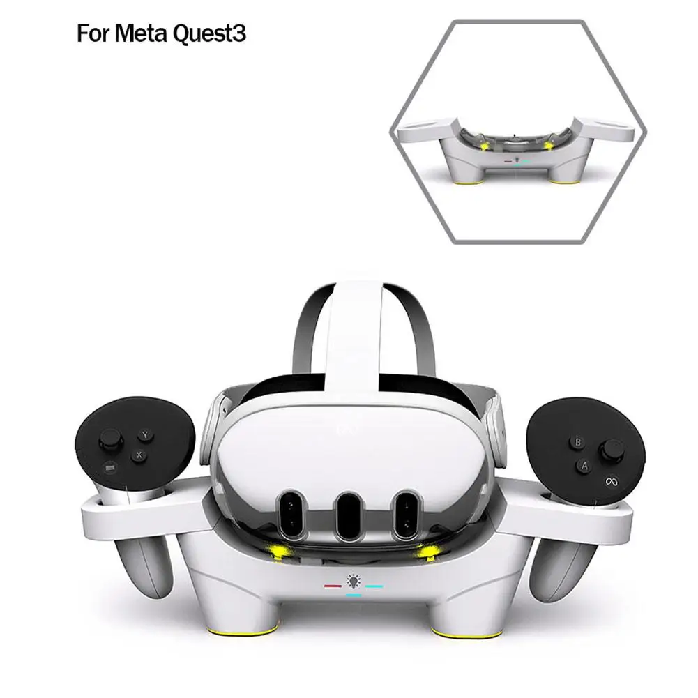 Imagem -06 - para Meta Quest Fone de Ouvido e Controlador Contato Magnético Rgb Doca de Carregamento para Carregamento Rápido com Compartimento de Carregamento da Bateria