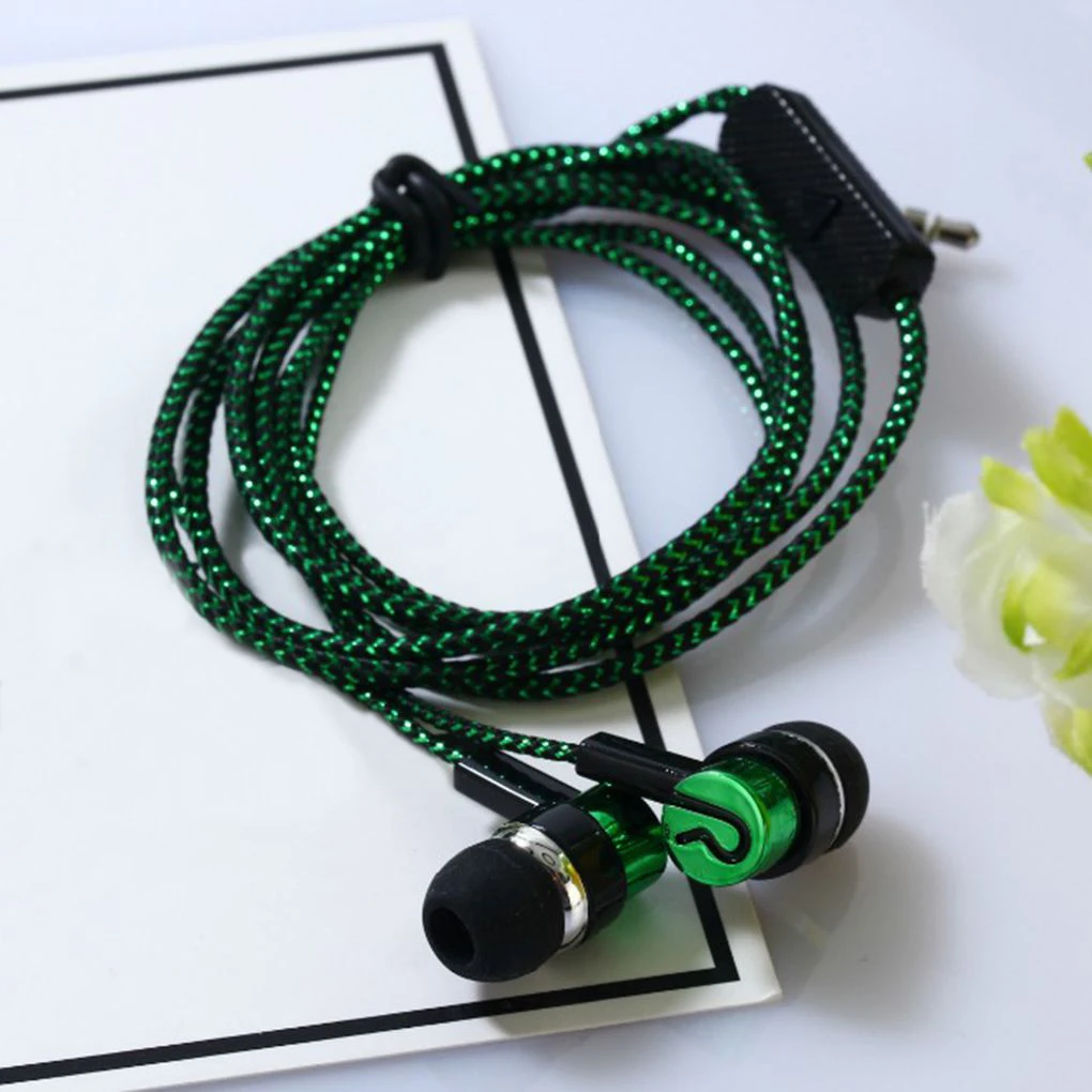 

3.5mm Jack In-Ear Earphone Wiring Heavy Bass Microphone Silicone Woven Antifreeze Line Earbuds