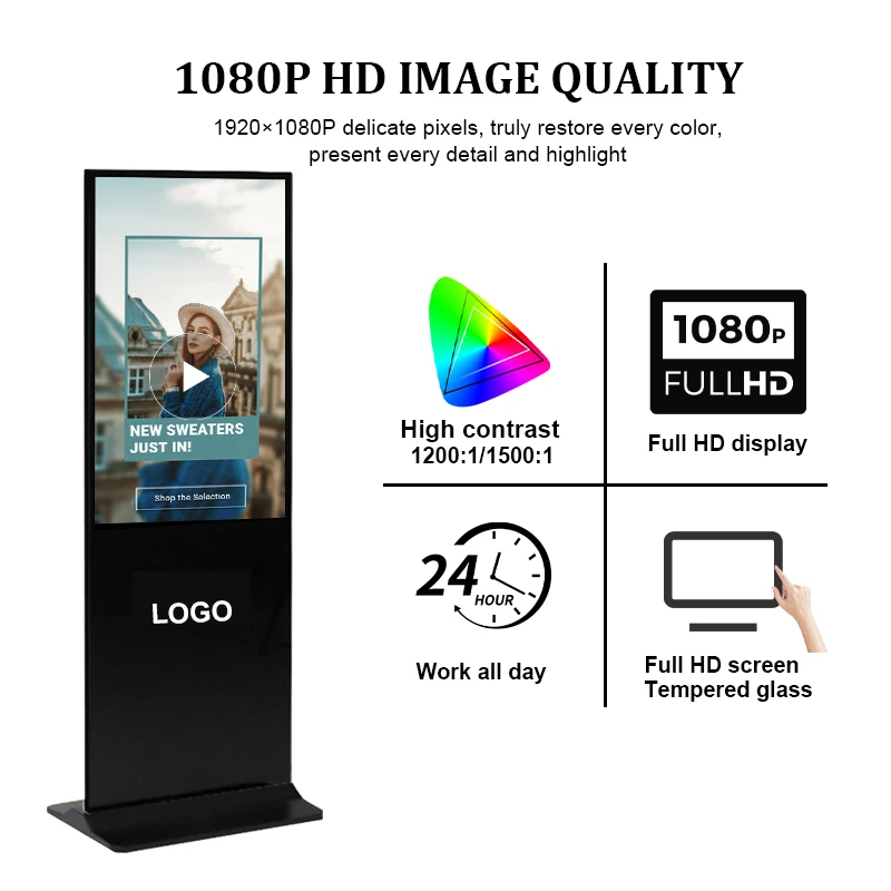 1920*1080 Vertical HD 32/43/50/55 Inch LCD Touchscreen Advertising Player For Exhibition Hall Shopping Mall Graphics Animation