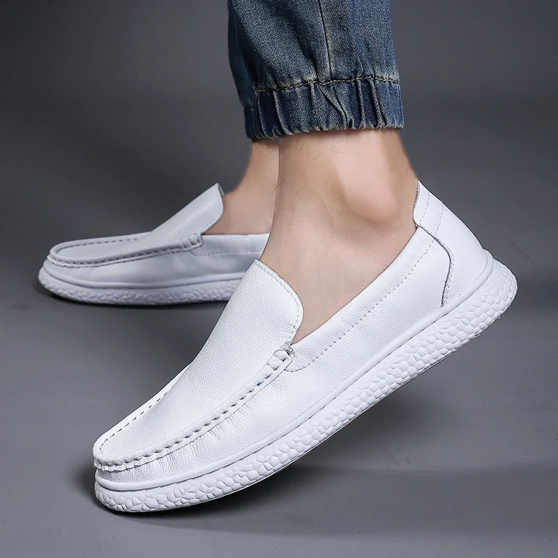 

Men Loafers genuine Leather Shoes For Men slip on Casual Shoes Moccasins Breathable Sneakers Men Driving Shoes Comfort Flats