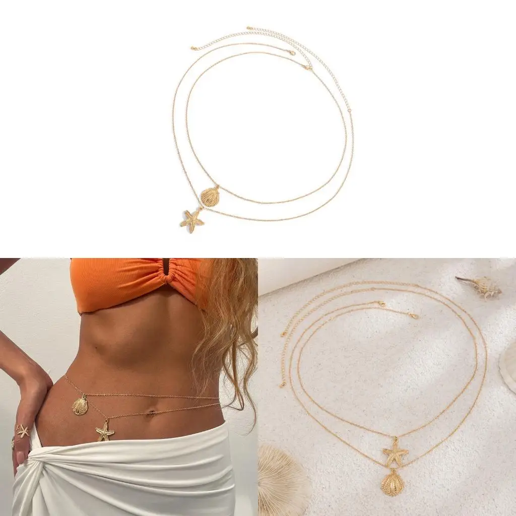 195C Natural Ocean Waist Jewelry Adjustable Body Chain Summer Accessory