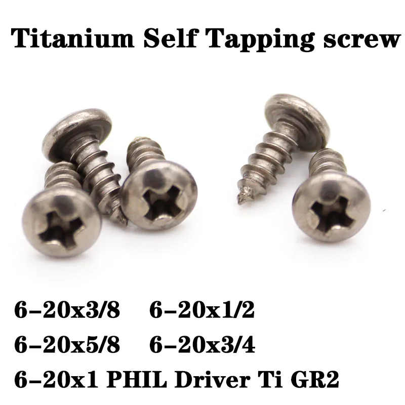 

Pan Head 6-20 Self Tapping Titanium screw 6-20x3/8 6-20x1/2 6-20x5/8 6-20x3/4 6-20x1 PHIL Driver Ti GR2