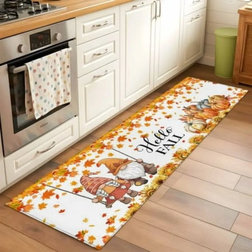 Christmas Runner Rug Cute Gingerbread Man Printed Long Kitchen Hallway Mat Non Slip Washable Floor Carpet Decor