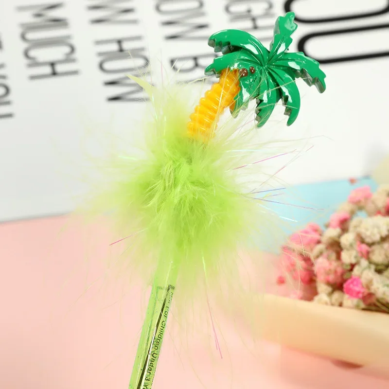 24PCS Resin Coconut Tree Creative Process Pen Student's Gift Gel Pens Kawaii School Supplies Stationery