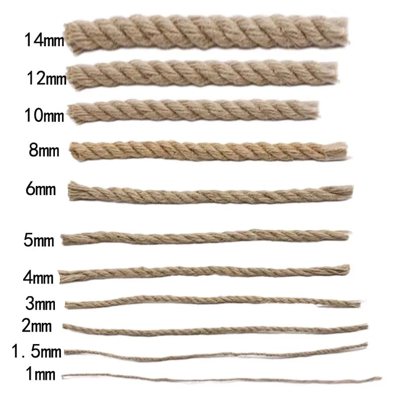 1MM-14MM Diameter Natural Jute DIY Crafts Gift Wrapping Vintage Twine Ropes For Gardening Wedding Christmas Decor 5M-100M