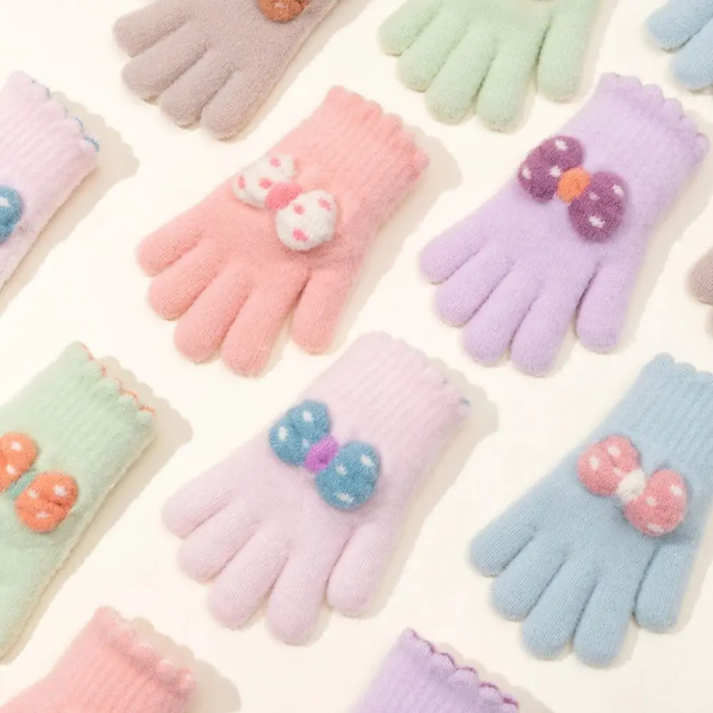 防寒子供ベビーキッズ弓手袋肥厚フルフィンガー男の子女の子暖かいミトン防風ニット手袋秋冬