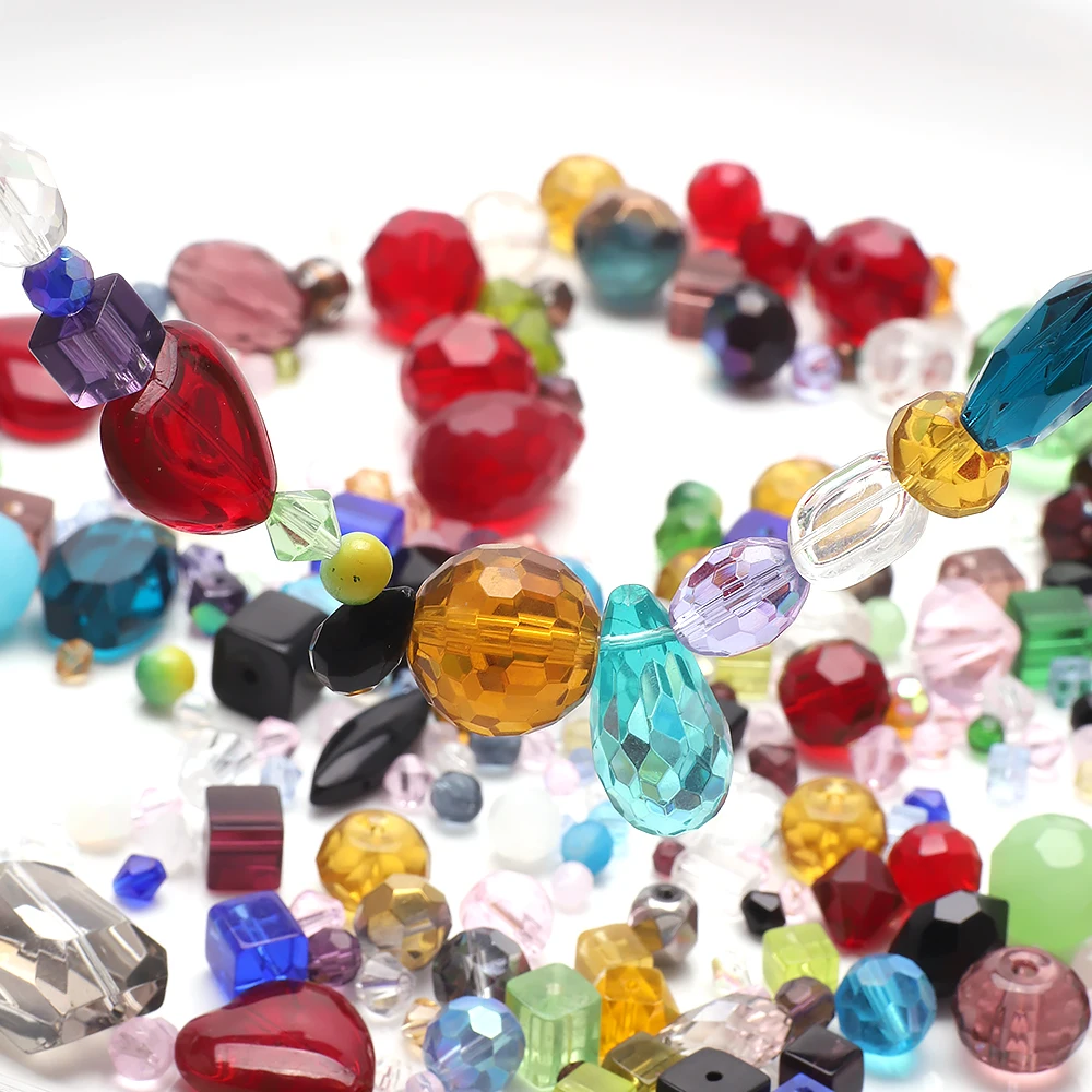 45g Mixed Color Size Shape Faceted Crystal Glass Irregular Loose Beads For DIY Making Charms Earing Necklace Jewelry Accessories