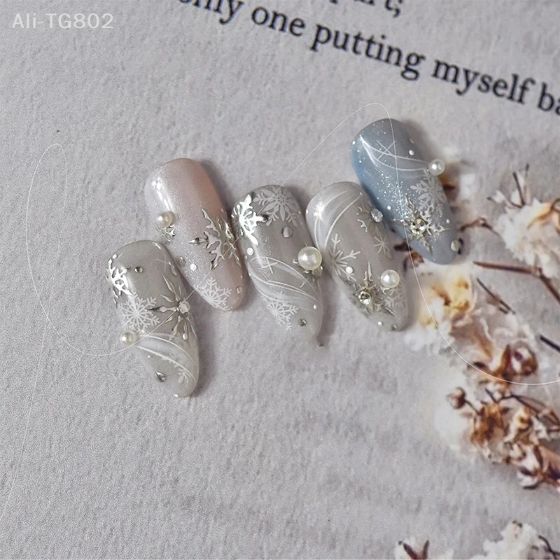 

Winter Snowflake Christmas 5D Nail Art Stickers Shiny Rhinestone Embossed Relief Adhesive Nail Charms Holiday Nail Decoration