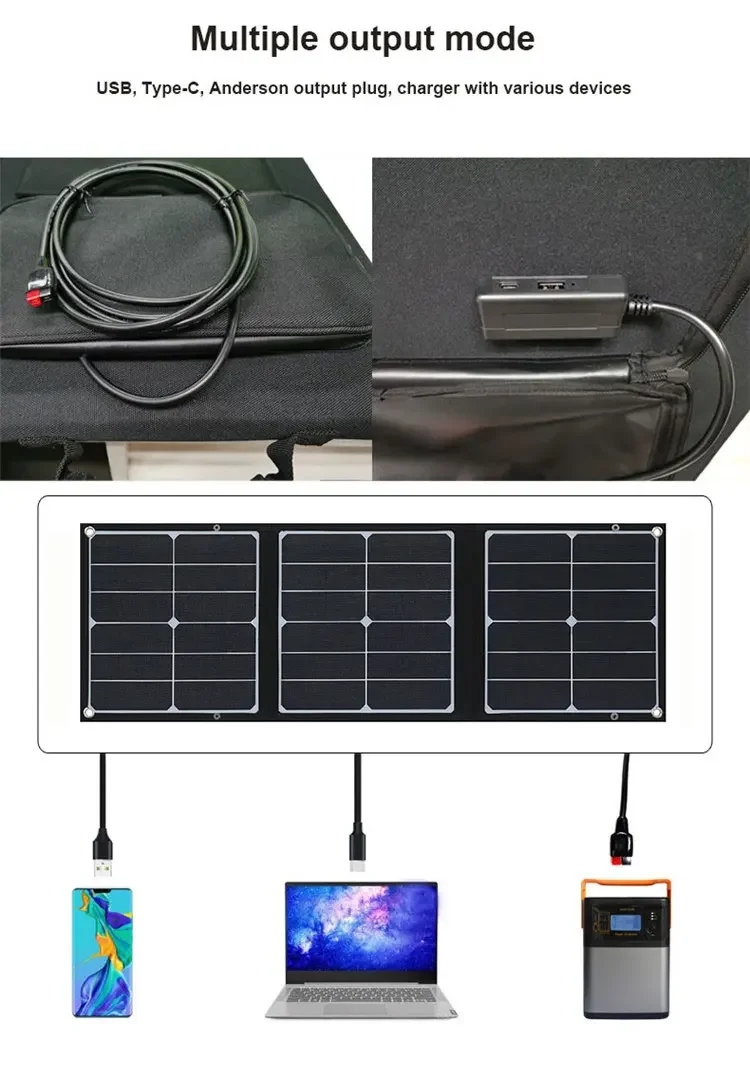 Glory Solar Solar Charger Fast Charging 60W Portable Foldable Max Black Quantity Power Panel Cells view 3