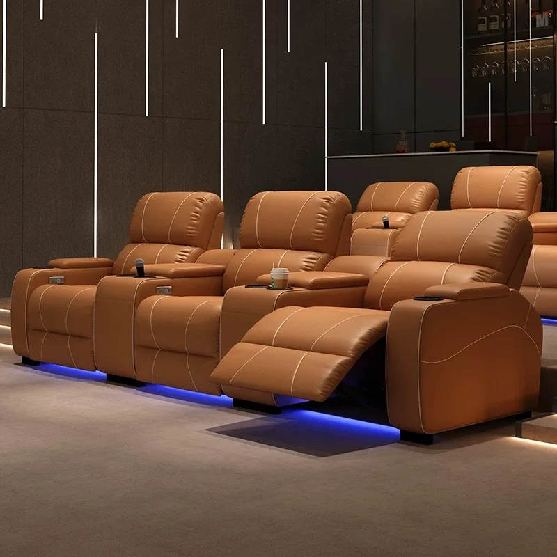 Electric Recliner Home Theater Sofa Leather Cinema Seating Straight Row Design For Immersive Viewing And Long Time Comfort