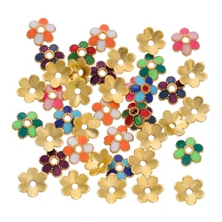 10-30pcs/lot Colorful Ename Flower Alloy Bead Caps Oil Drip Bracelet Spacer Bead End Caps For DIY Handmade Charm Jewelry Making