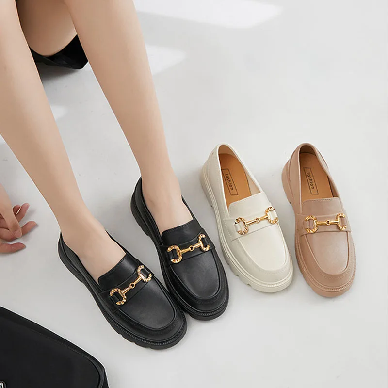 

Women Loafers Autumn Pumps Black Platform Heels British Style Lolita Low Heel Mary Jane Jk Uniform Shoes Leisure Commuting Shoes