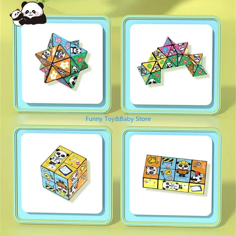 Cubi puzzle creativi lancianti Set simpatico panda giocattolo antistress per adulti bambini rompicapo portatile gioco C90B