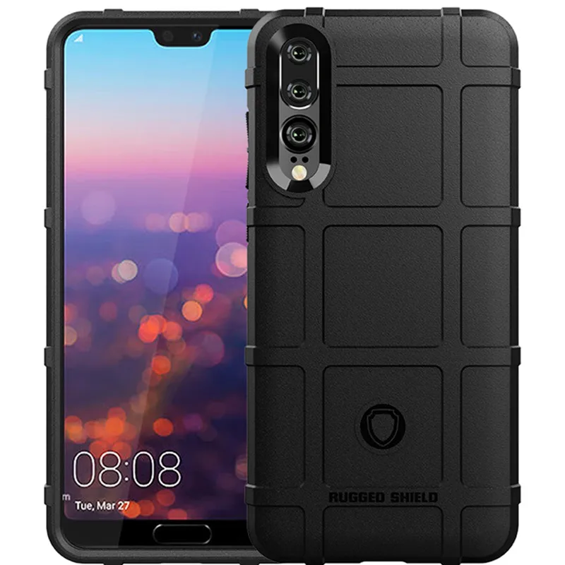 

Shockproof Rubber Back Cover for Huawei P20 Pro P20pro Armor Shield Matte Case for p20 pro Huawey Anti-Slip Grid Silicone Cases