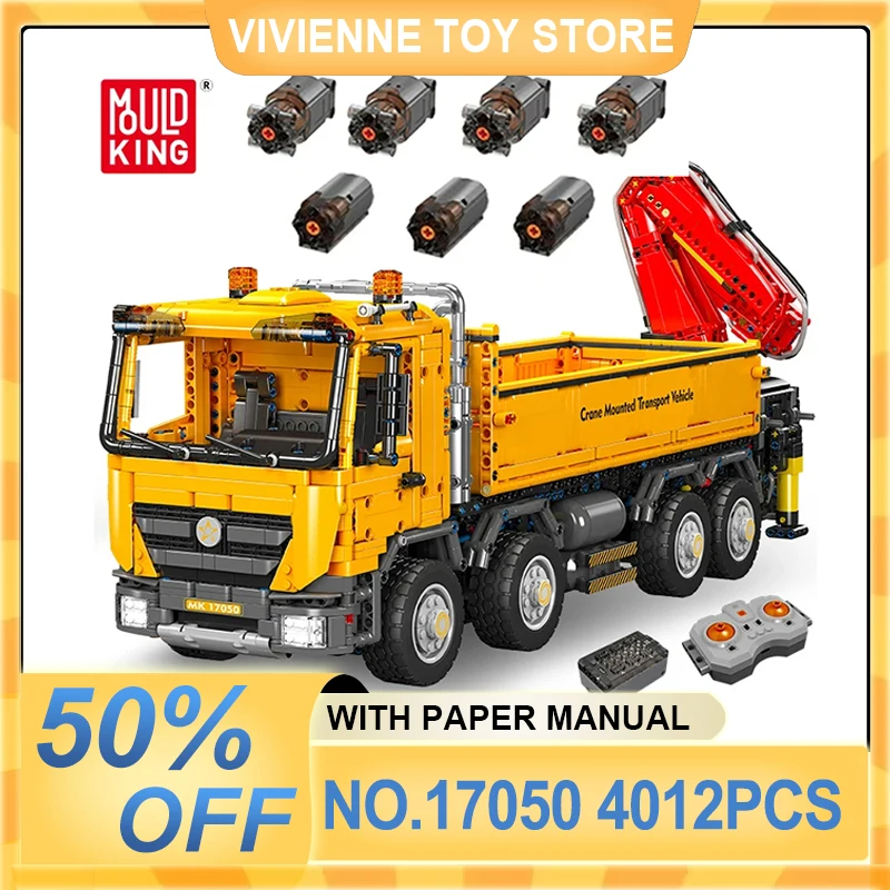 

MOULD KING 17050 MOC Technical Actros Self-Loading Crane Model Building Block Bricks Puzzle Assembly Toy Christmas Gift For Kids