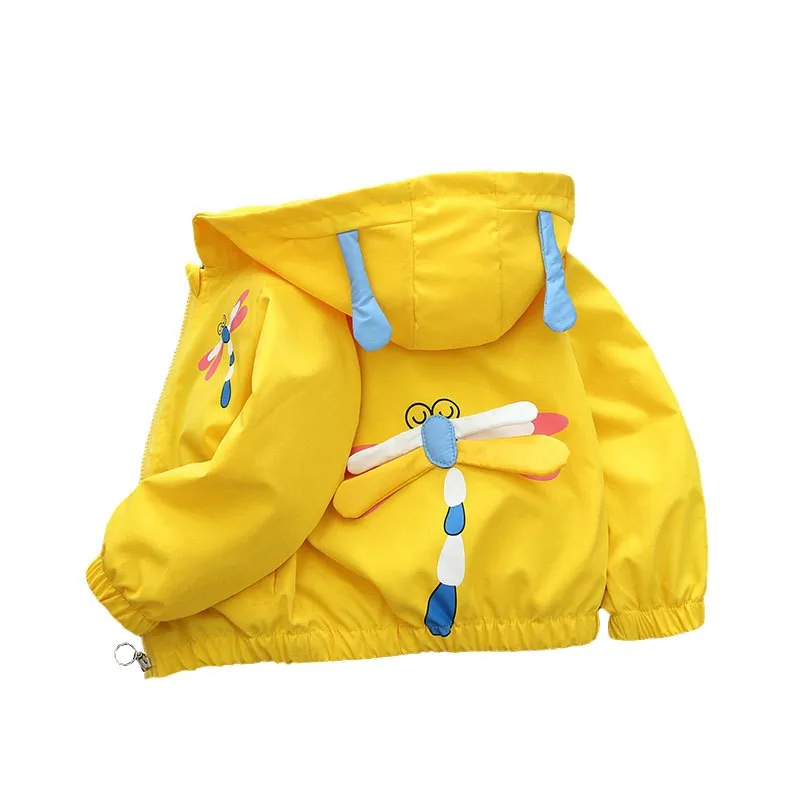 

Autumn Kids Girls Cartoon Dragonfly Windbreaker Jacket Hooded Coat Outerwear Christmas Birthday Gift Sports Casual Clothing 1-6