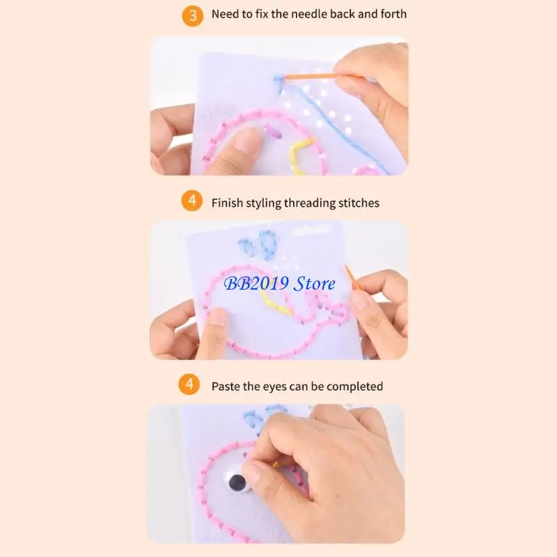 Q0KB Educational NonWoven Fabric Sewing Craft Kits with Colorful Strings For Kids Creativity and Fine Motor Skill Development