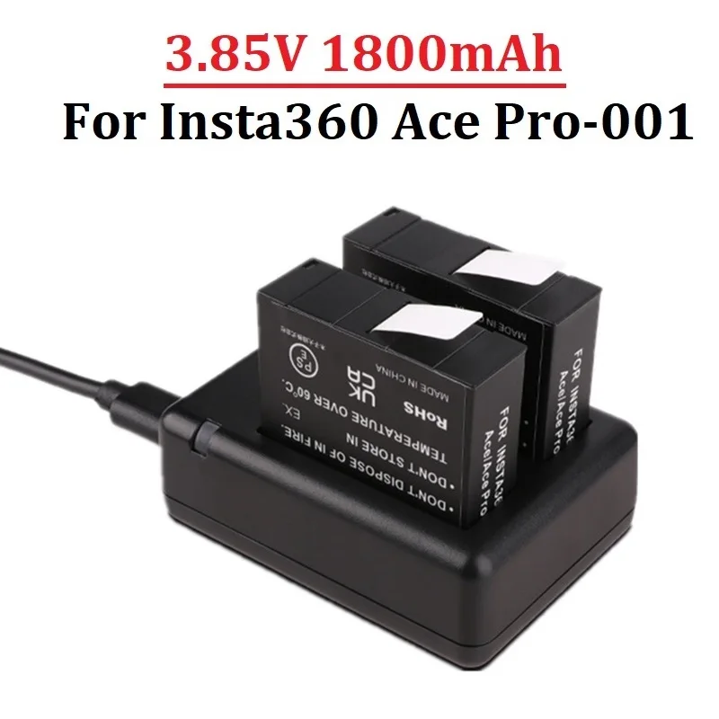 1800mAh Battery Pack for Insta360 Ace Pro/Ace + dual slots charger for Insta360 Ace Pro Accessories