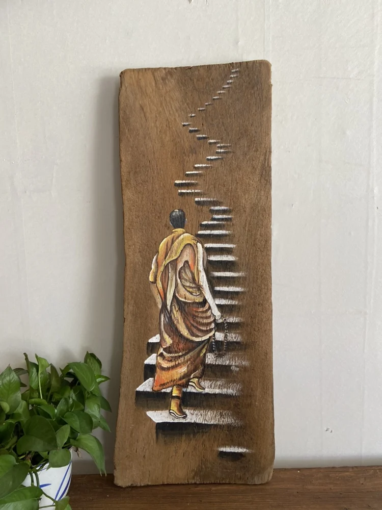 

Hand painted weathered wood board lacquer painting hanging painting old door panel solid wood rotten wood retro creative