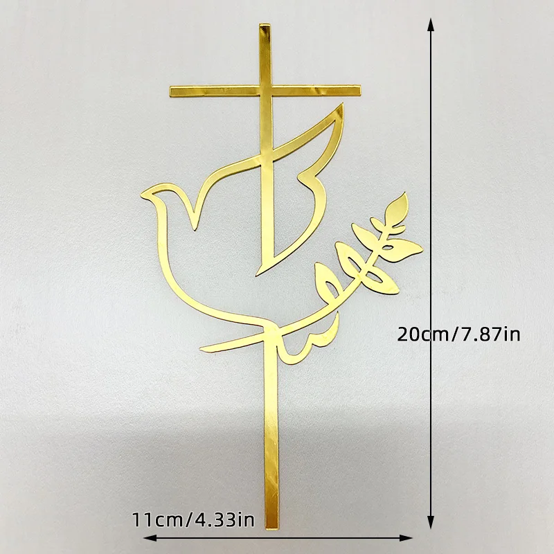 1/5 Stück Goldenes Kreuz & Taube Kuchendeckel Heilige Kommunion Dekor, Taufe Partyzubehör, Erstkommunion Kucheneinsatz Babyparty – Detail 22