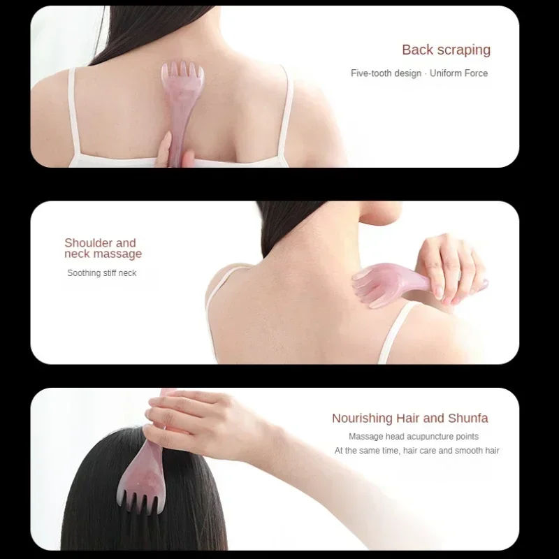 Resin Head Massager Scalp Gua Sha for Body Neck Leg Massage Five-claw Head Scraping Stick Massage Scraping Claw Massage Visage