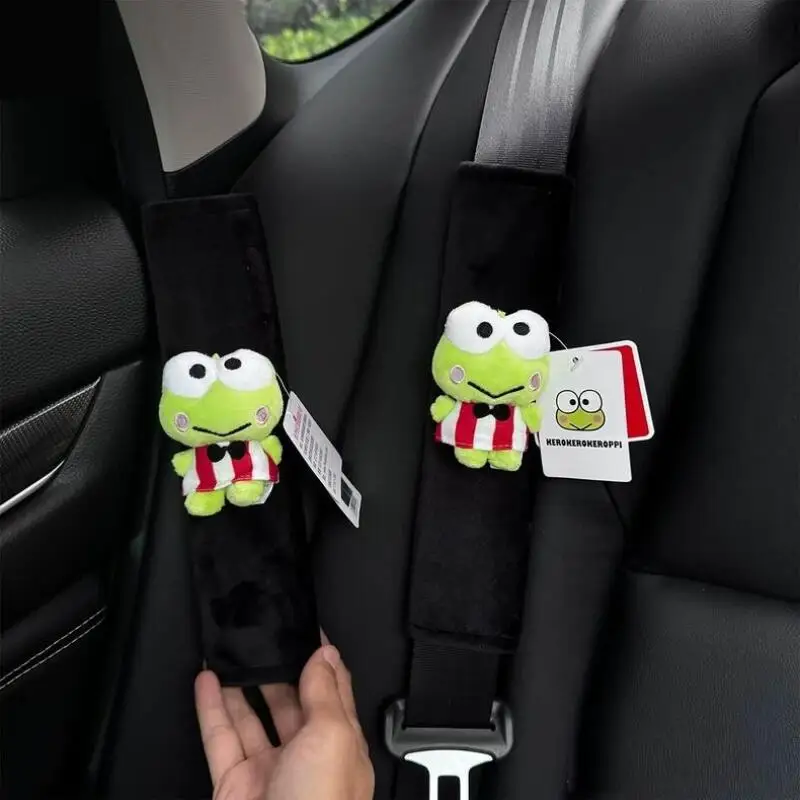 

Cartoon Keroppi Car Seat Belt Cover Adjustable Sanrio Car Safety Belt Cover Shoulder Pad for Kids Adults Car Accessories Gift