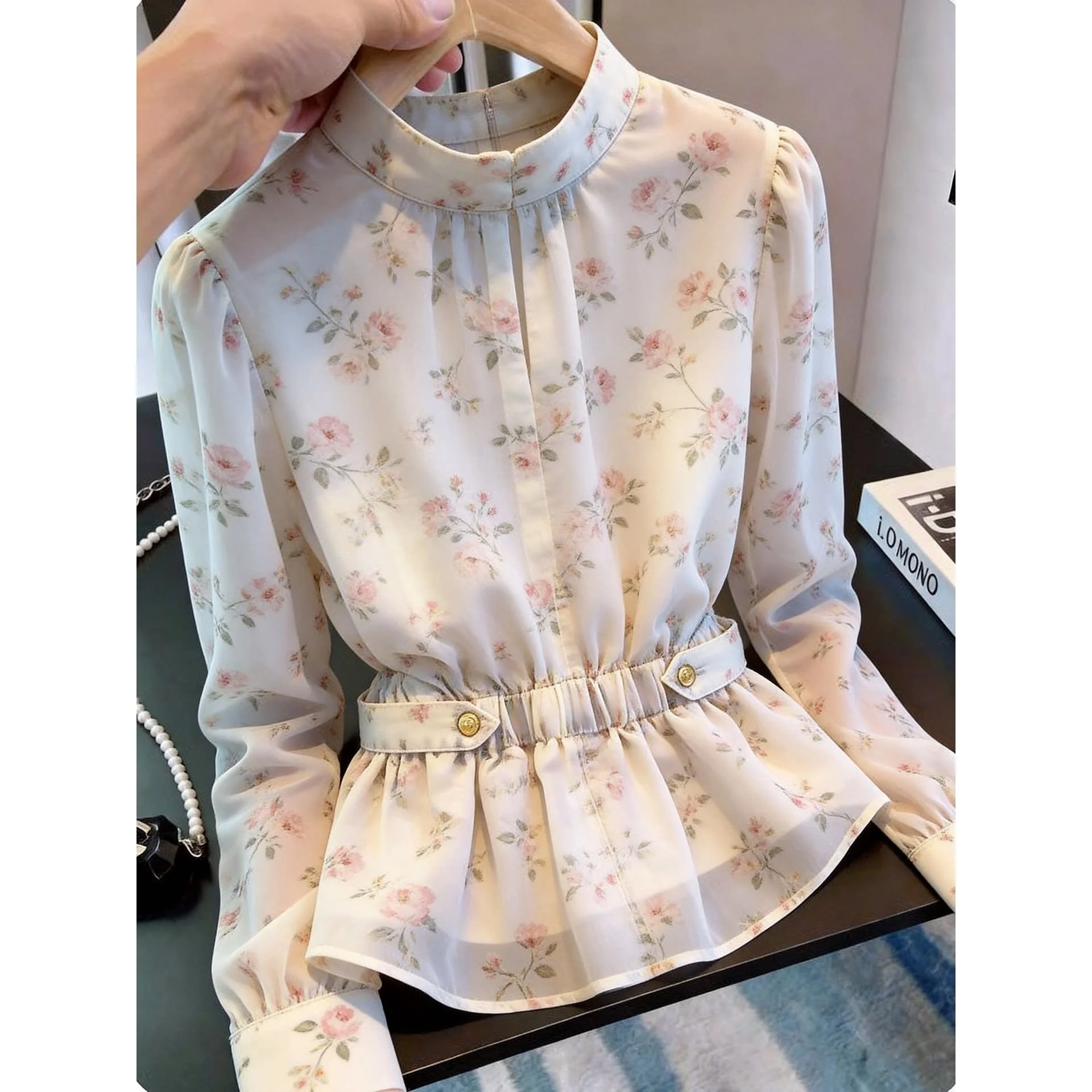 

Stylish Unique Women's Shirt Attractive Elegant Fashion Design Summer New Arrival Slim Fit Long Sleeve Floral Print Top