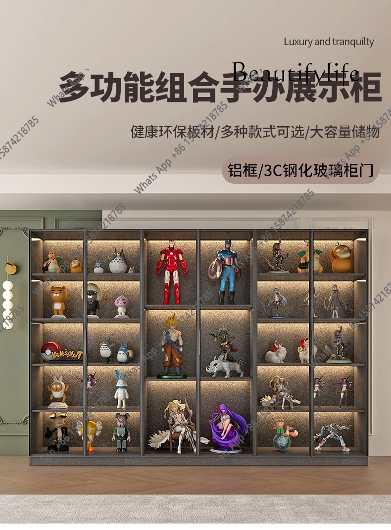 J Solid Wood Simple Modern Figure Display Cabinet Lego Cabinet Glass Statue Model Display Cabinet Customization