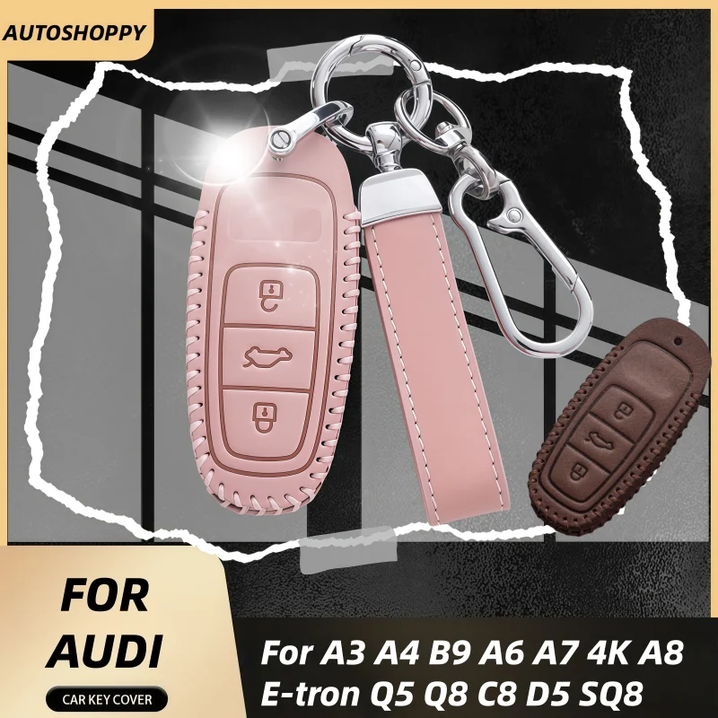 For Audi Q8 RSQ8 A6 C8 S6 RS6 A7 S7 RS7 A3 8Y A8 D5 4N RS E-tron GT Q4 Q7 4M Leather Car Remote Key Case Cover Fob Shell