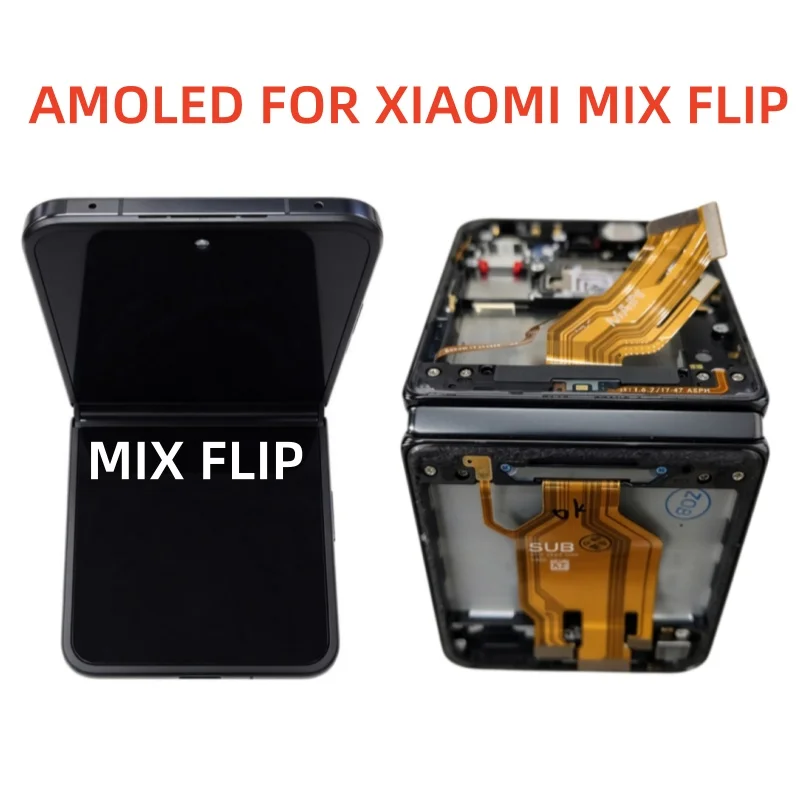 Foldable Original AMOLED 6.86'' For Xiaomi Mix Flip Main Screen LCD Display Touch Screen Digitizer
