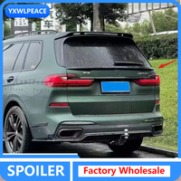 For BMW X7 G07 2019 2020 2021 2022 2023 Rear Trunk Middle Spoiler Wing ABS Glossy Black / Carbon Fiber Look Body Kit Accessories