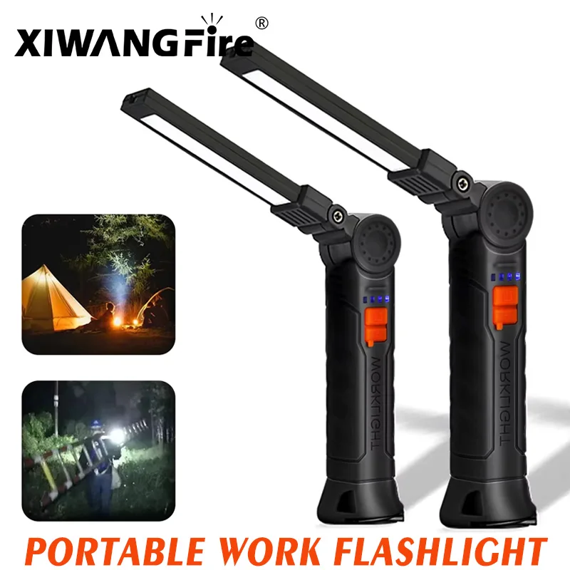 

Rechargeable LED Flashlight Work Light Magnet&Hook, Waterproof Job Site&Security Light for Night Work Outdoor Camping Emergency
