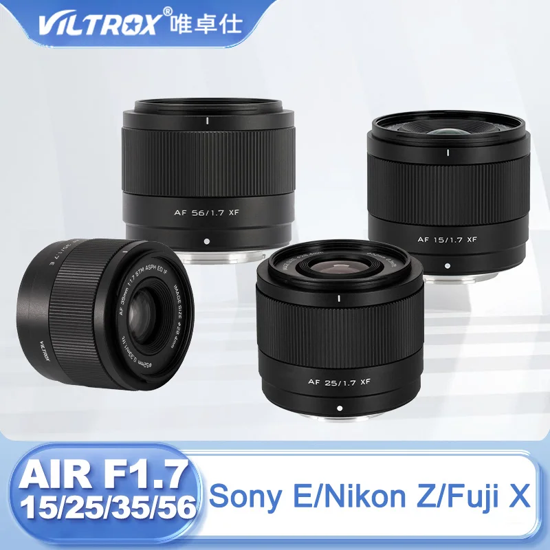 VILTROX AIR SERIES CAMERA LENS 15mm 25mm 35mm 56mm F1.7 AF Auto Focus Lens for Sony E Nikon Z Fuji X Mount A6600 A7C XM5 XE5 Z6