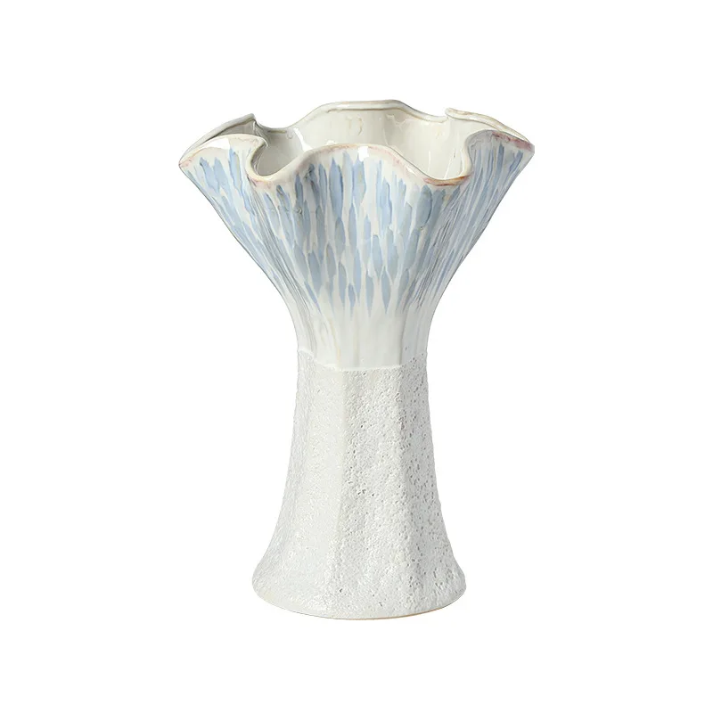 Nordic modern hand-painted blue grain cave ceramic vase hotel villa living room coffee table dining table creative home ornament