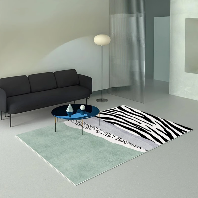 Living Room Carpet Zebra Pattern Gravel Simple Art Decoration Carpets Large Size Soft Bedroom Rug Machine Washable Cloakroom Rug