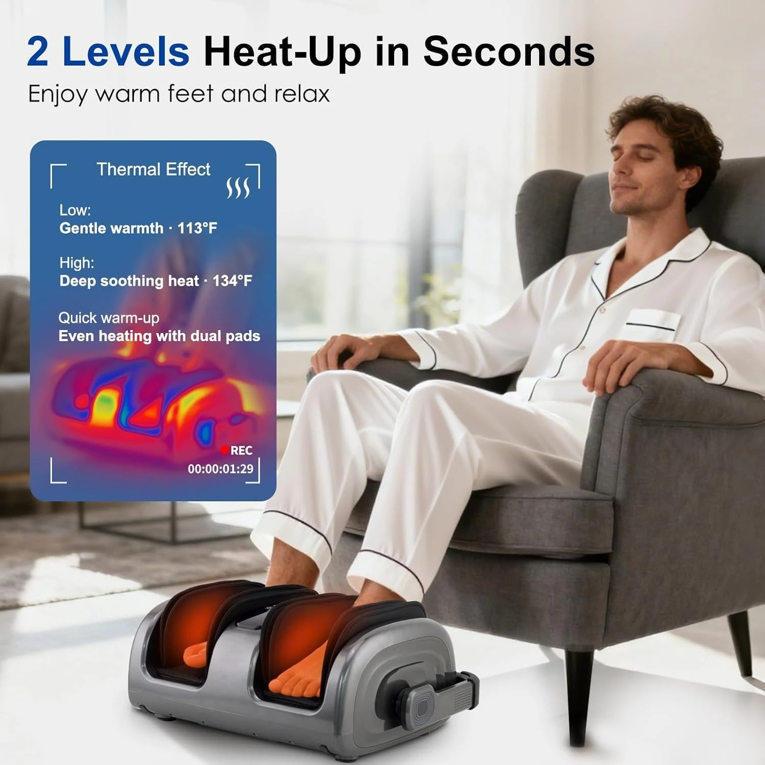 

Shiatsu Foot Massager with Heat, Foot and Calf Massager Machine with Kneading Roller Tissue for Relaxation,Plantar Fasciitis,Hot