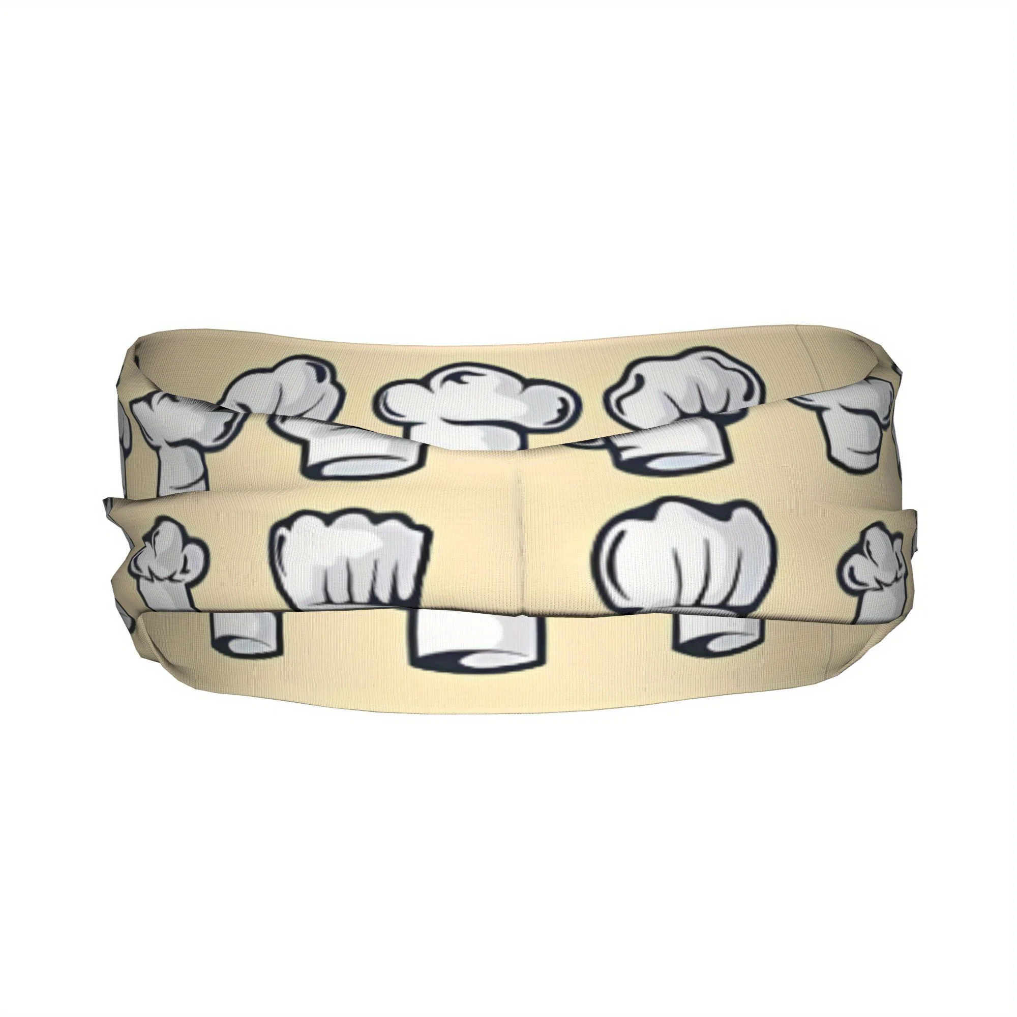Kitchen Chef Hat Headband Stylish Polyester Knit Sports Headband with White Chef Hat Pattern Ideal for Foodies and Chefs