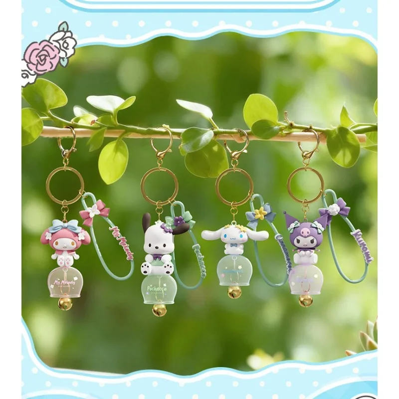 

Sanrio Cinnamoroll Wind Chime Pendant Silicone Keychain My Melody Kuromi Pochacco Anime Action Figure Schoolbag Decoration Model