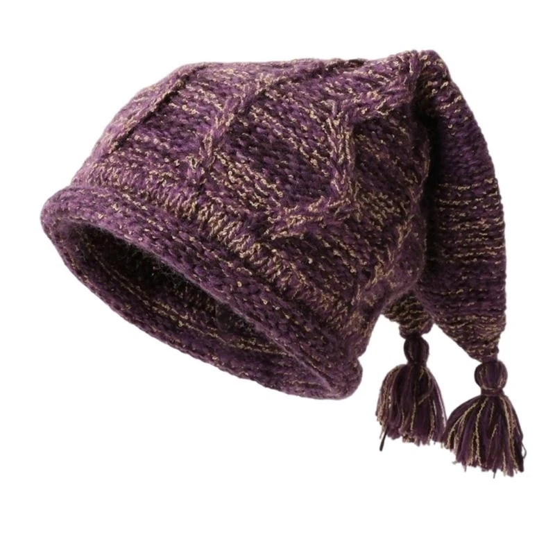 N5KF Fashion Crochet Clown Hat for Adult Lovely Knitted Skull Hat Winter Autumn Outdoor Activity Caps Windproof Hat Headwear