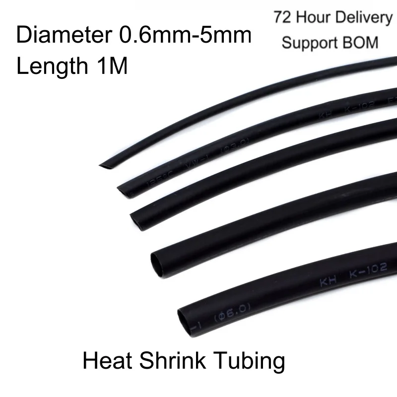 1 Meter-Heat Shrink Tubing Insulation Sleeve Diameter 1/2/3/4/5/6/7/8/10/12/22MM Wire Data Line Repair