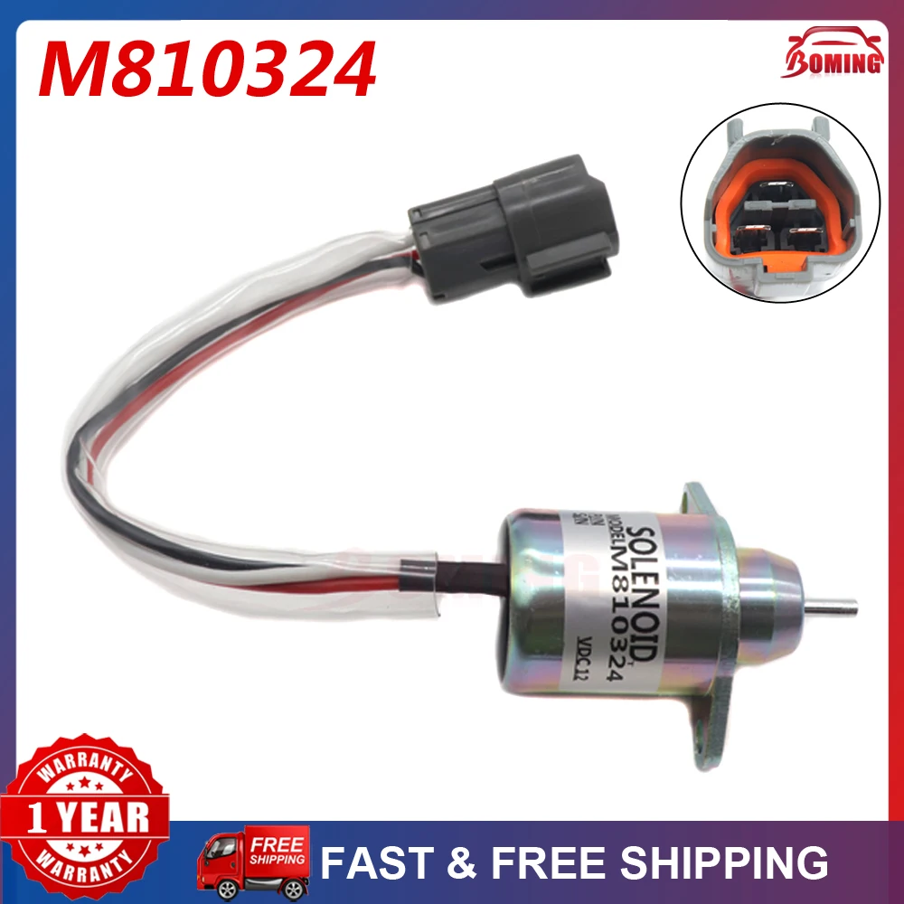 12V New Car Fuel Shut Off Solenoid M810324 For John Deere tractor For Yanmar M808284 119233-77932 119653-77950