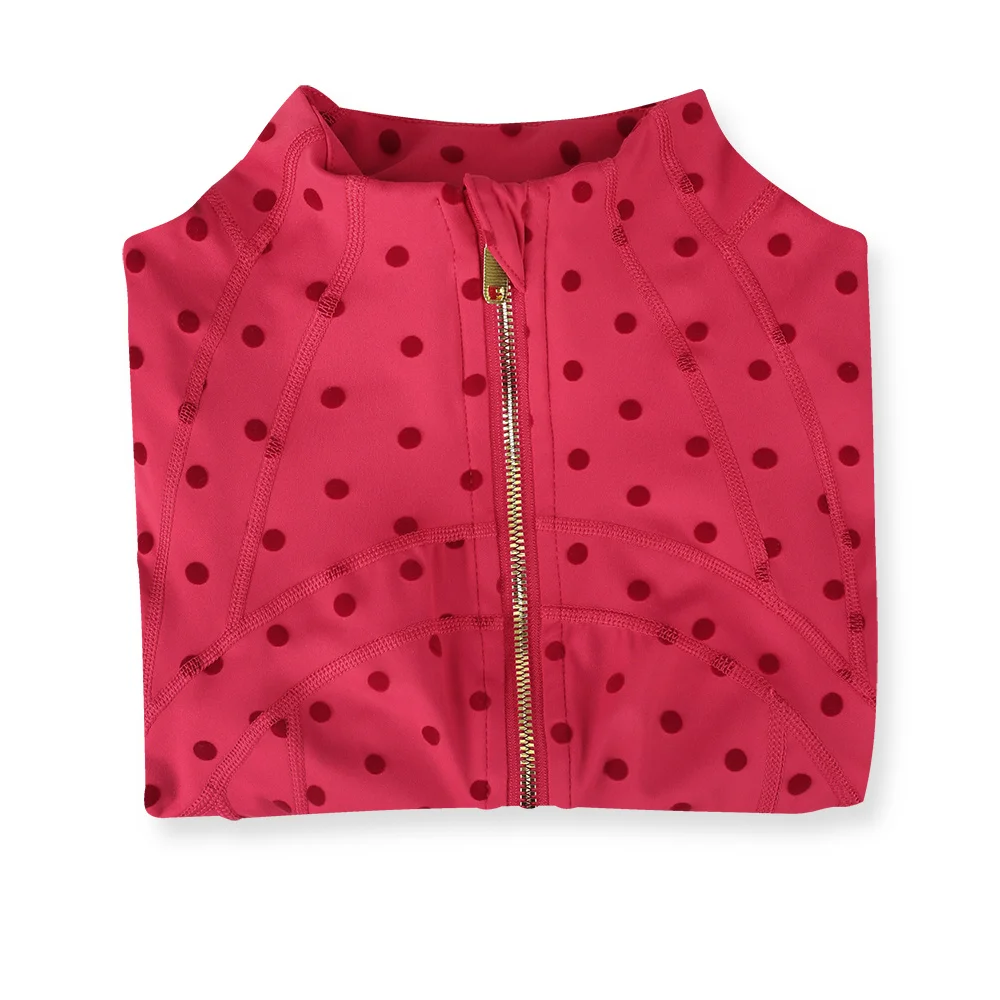 Yoga Women Zipper Polka Dots Jacket Lightweight Quick Dry Sport Thin Spring and Summer Fashion Fitness Outerwear