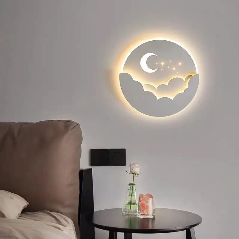 lampada led lua e nuvem para quarto de crianca quarto cabeceira estrelas decoracao luz de parede para sala de estar fundo corredor 01