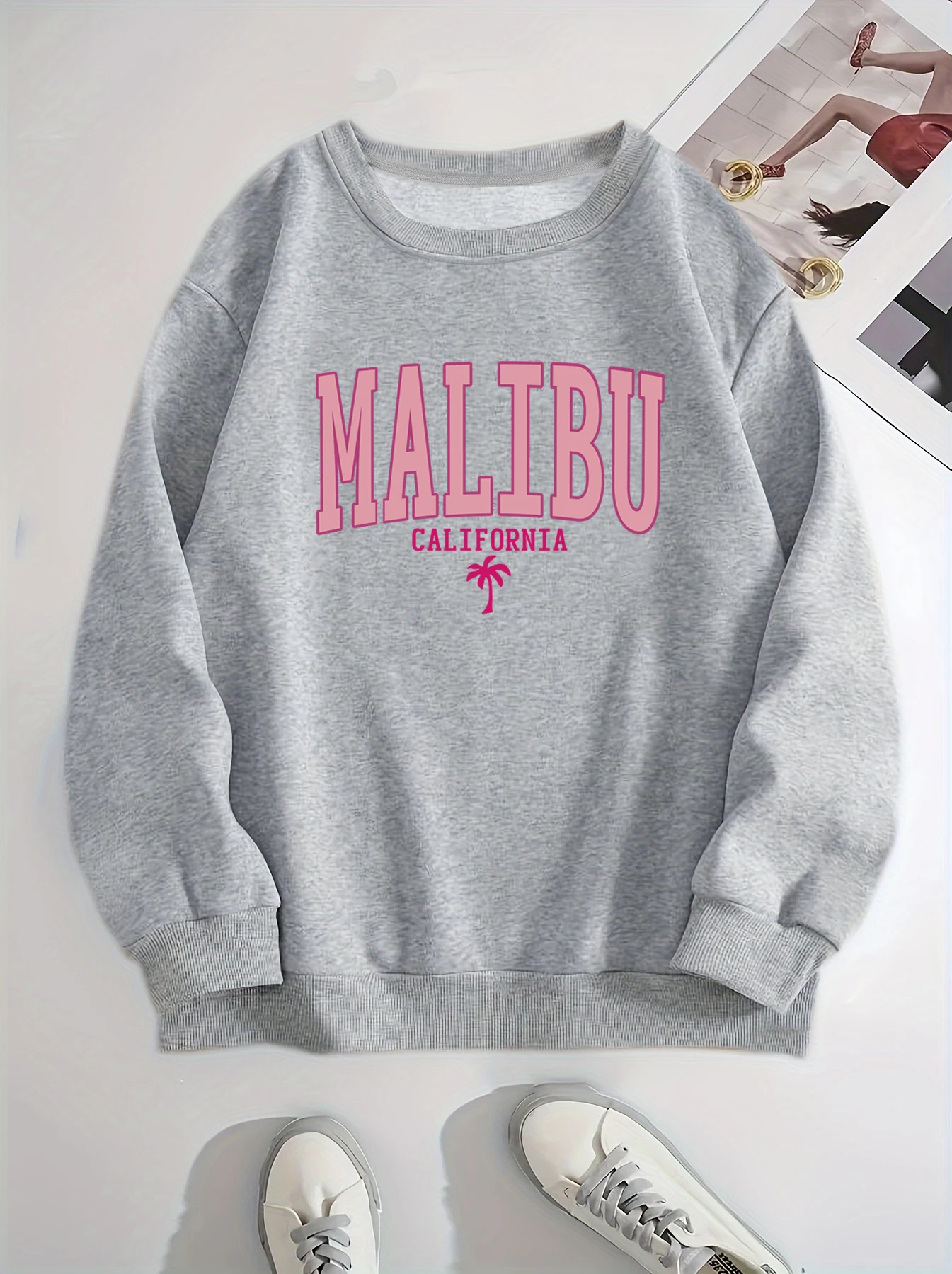 

letter print sweatshirt, crew neck casual sweatshirt for winter & fall, women's clothing.