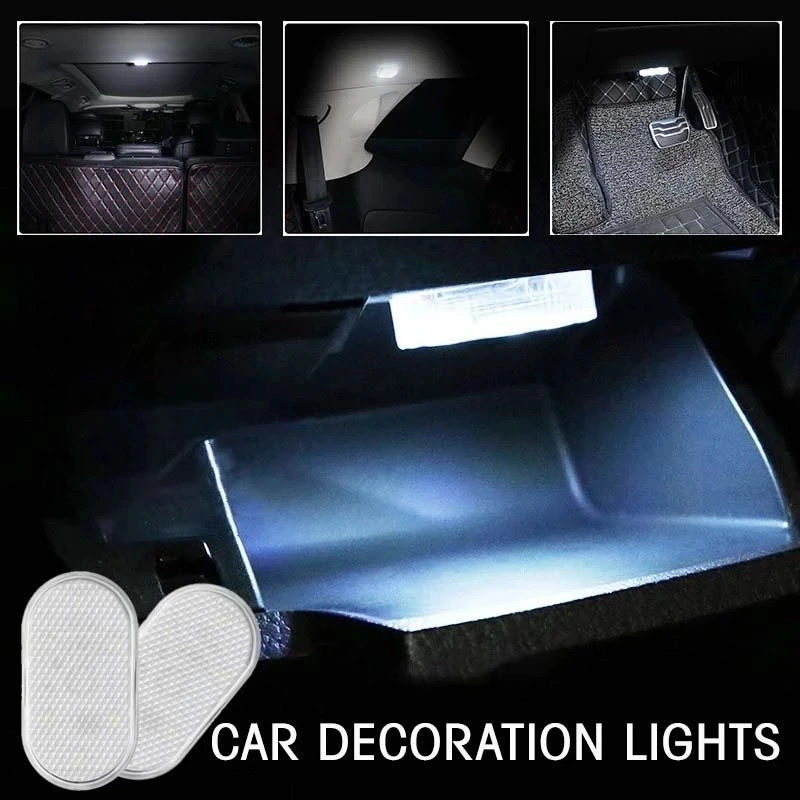 Car Interior LED Sensor Light One Touch Switch Neon Lamp Auto Wireless Ambient Rechargeable 3M Back Stick Portable Night Reading