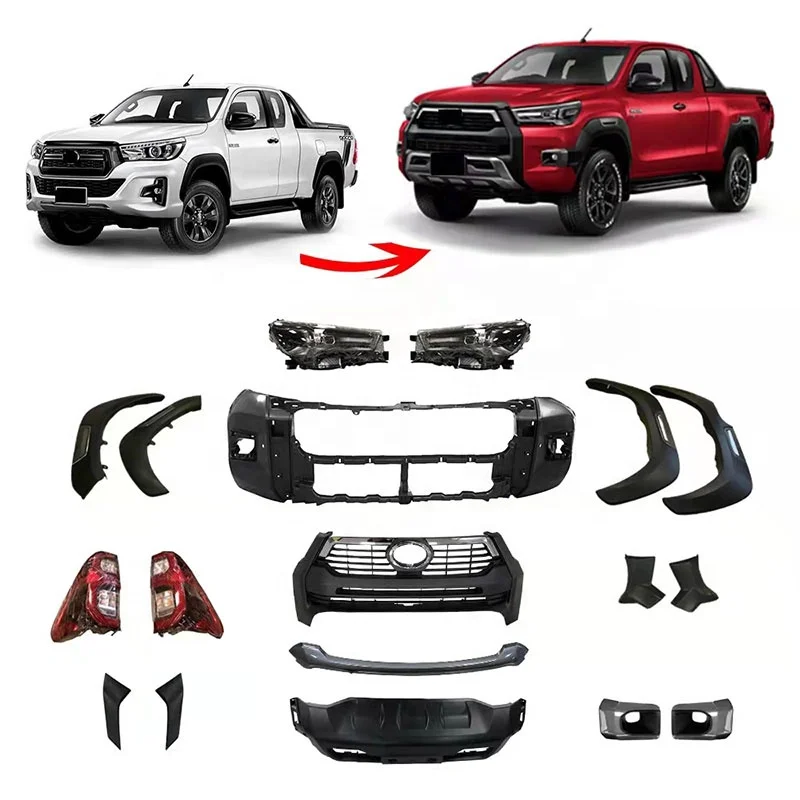 

High quality Pickup 4x4 For Toyota hilux Revo Upgrade to 2021 Rocco Head light lamp tail lamp body kits conversions Car bumper