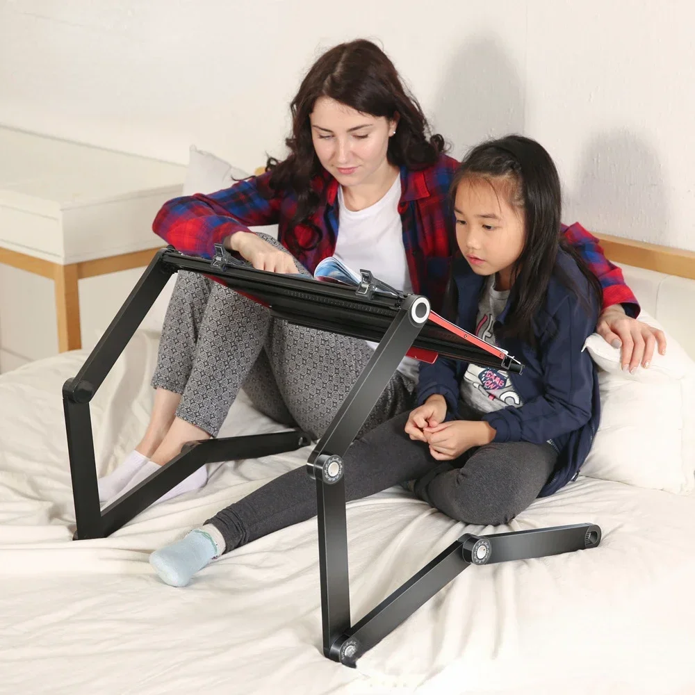Aluminum Alloy Folding Laptop Desk Mini Adjustable Table Multi Angles Lazy Lying Desk Bed Sofa Useful Table Rack Notebook Holder